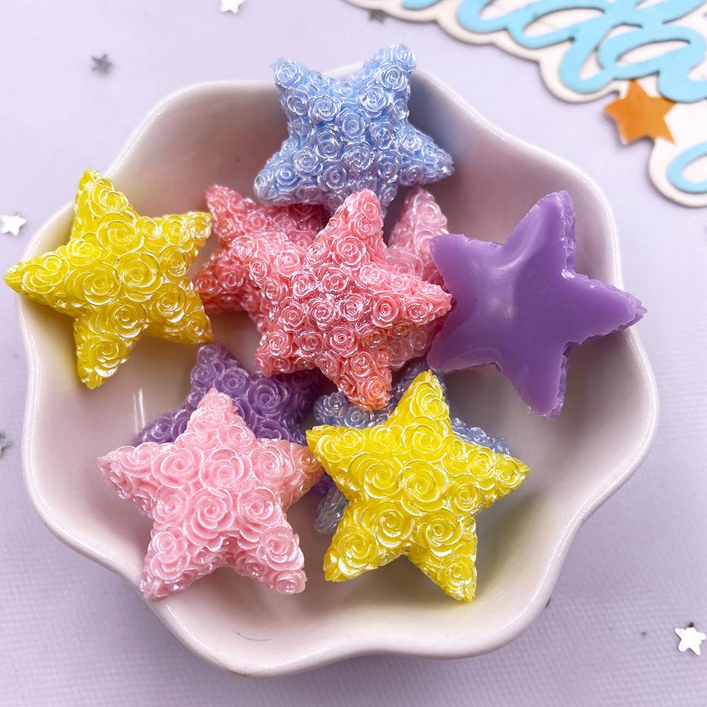 10 STÜCKE Gemischtes Harz Cartoon Bunt Rose Sterne Figuren Flache Rückseite Stein DIY Hochzeitsschmuck Dekor Scrapbooks Zubehör Bastelarbeiten