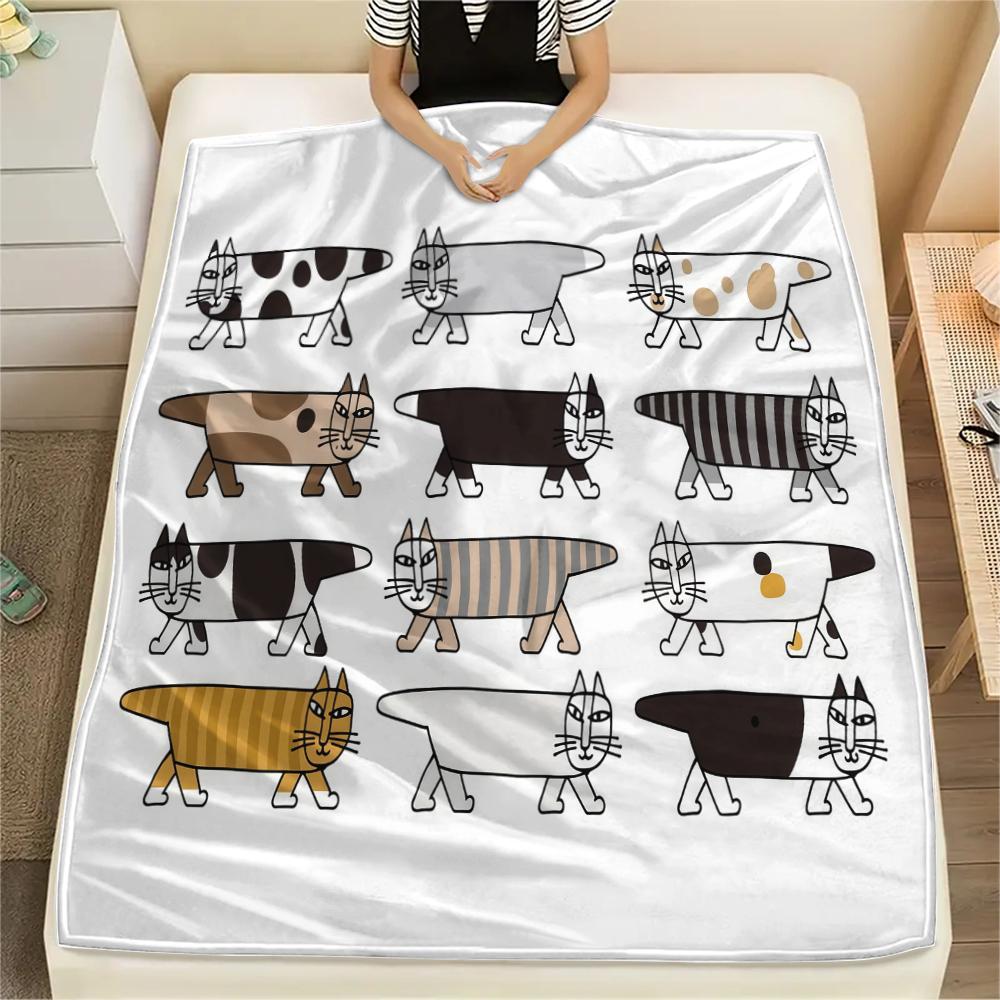 

1PC Lisa Larson Print Flannel Blanket, High quality All Seasons, Home Decor, Warmth and Comfort, Perfect for Christmas Gifts 80cm x 120cm