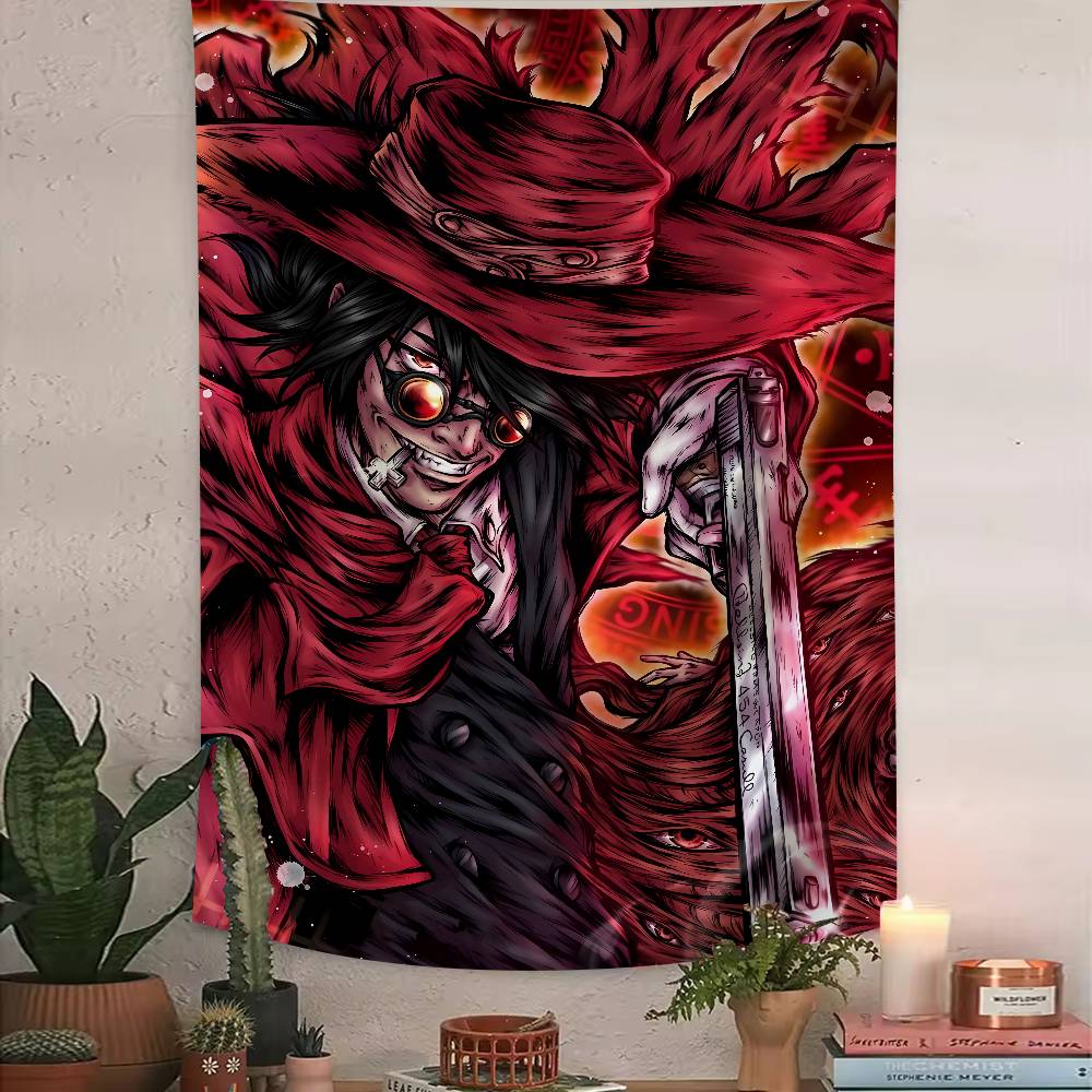Cool Alucard Anime HHellsing Tapestry Art Printing Japanese Anime Wall Tapestry Anime Wall Hanging Home Decoration