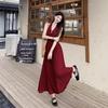 Korean Chic Backless Summer Dress - Solid Color, Unique Style, Long Girly Design