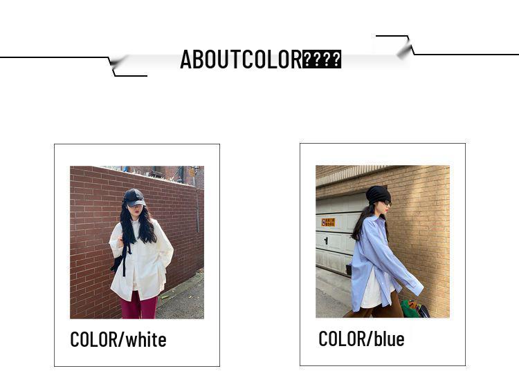 2024 Spring/Autumn Women's Loose Slit Long Sleeve White Shirt - College Style