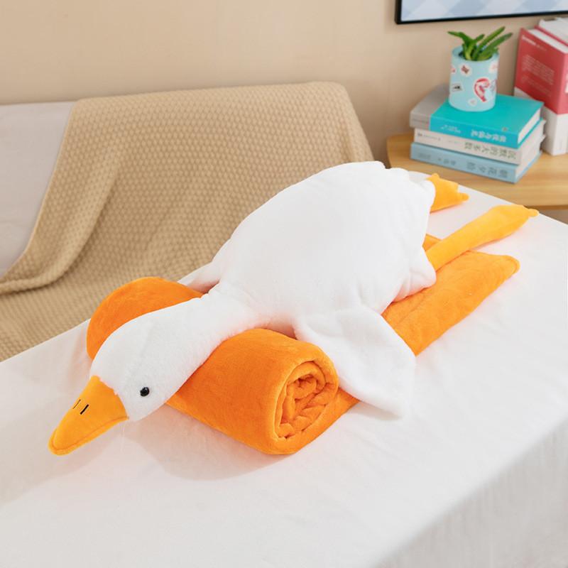 Fluffy Goose Plush Toy Soft Air Conditioning Blanket Pillow Adorable Bed Leg Hug Doll