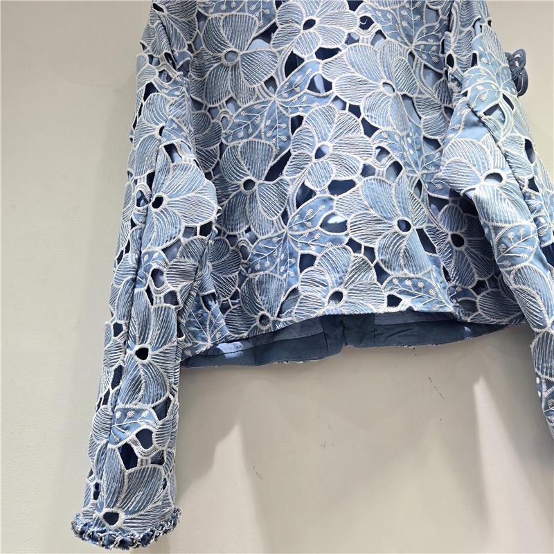 Elegant 3D Floral Embroidery Short Denim Jacket for Women - New 2026 Spring Collection