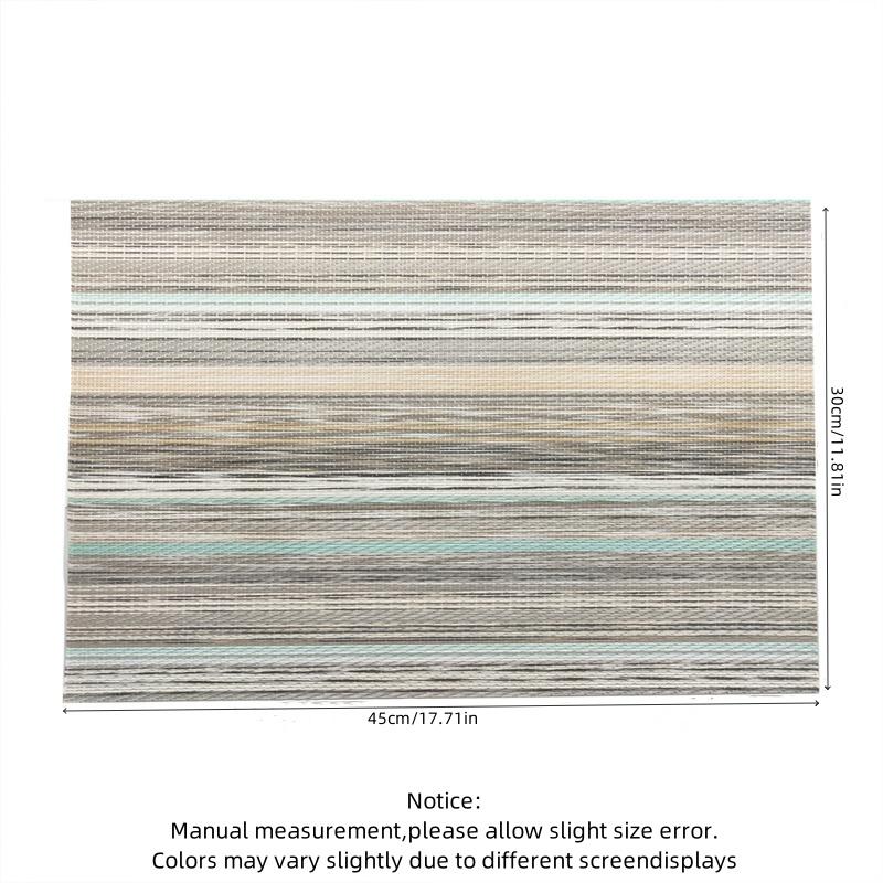 PVC Rectangular Green And Gold Striped Meal Mats Hotel Waterproof Scald Proof Coffee Mat Mesh Cloth Dining Table Mat