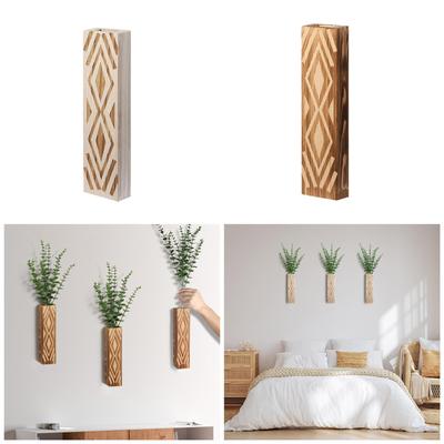 2PCS Unique Wall Hanging Vase Wood Flower Holder for Natural Home Decoration Enthusiasts Dried Flower Vase