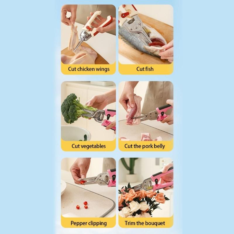 Professional Practical Kitchen Scissors For Cutting Chicken Duck Bone Nonrust Steel Blade With Ergonomic ABS Handle Secure Locking Multipurpose Food