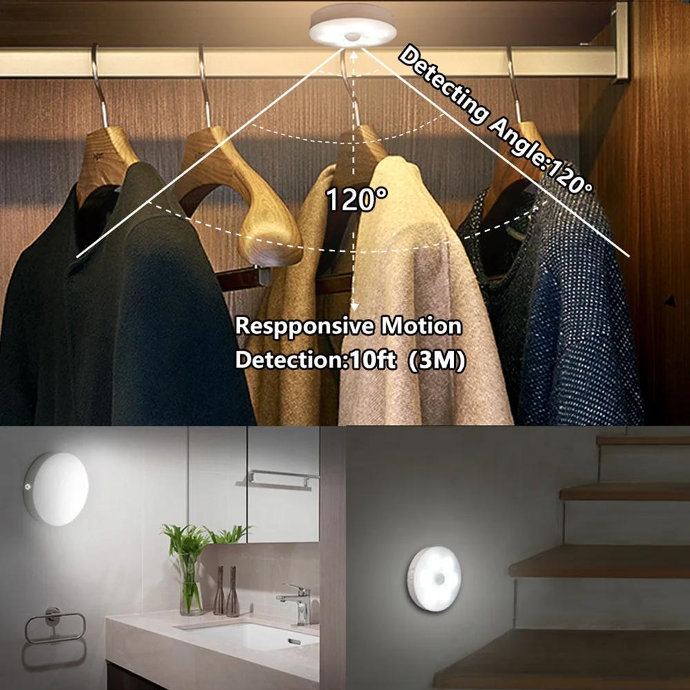 360° Rotatable Motion Sensor LED Night Light USB Rechargeable Wireless Wall Lamp Sound Light Control for Bedroom Corridor Home