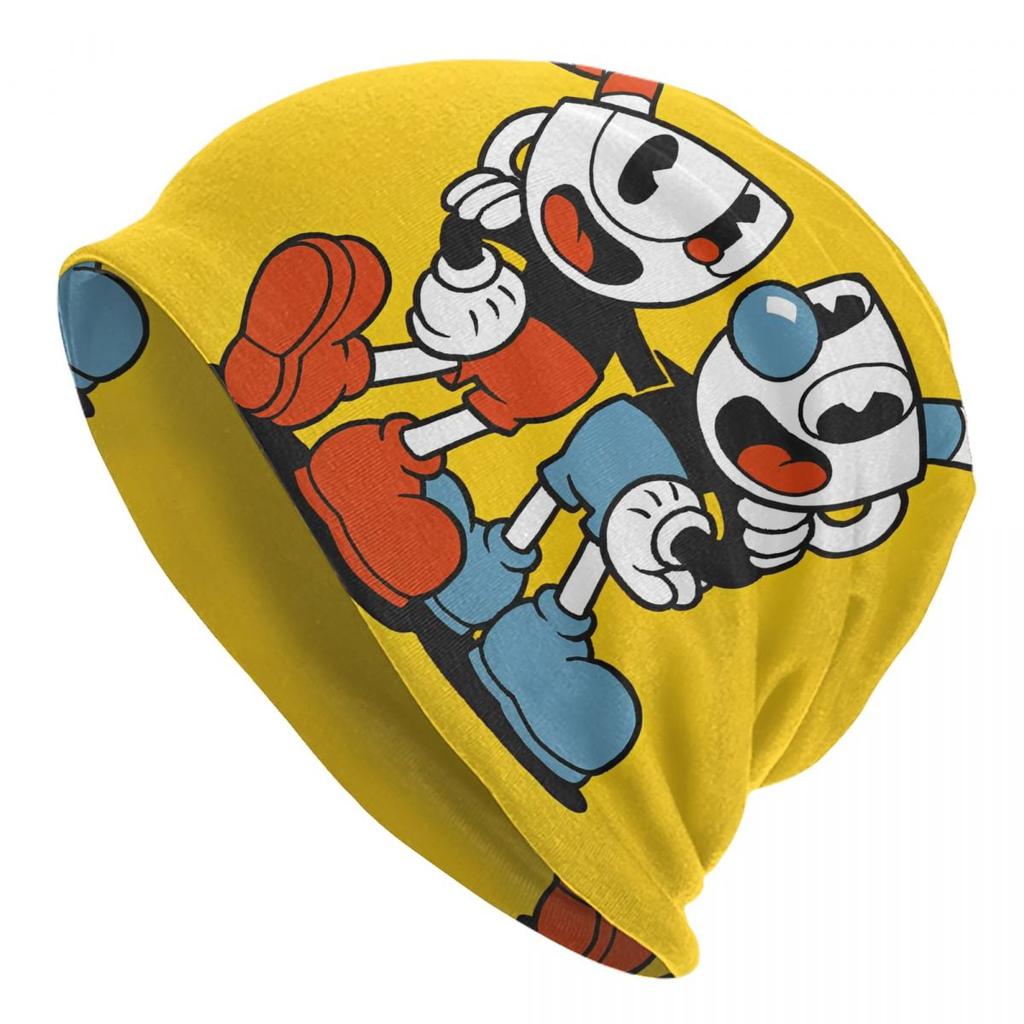 Great Retro Game Battle Cuphead Skullies Beanies Hats Spring Unisex Outdoor Caps Warm Multifunction Bonnet Hats