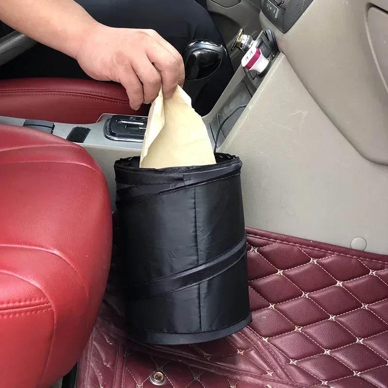 Black Car Trash Can Pack Bag Waterproof Car Trash Bag for Little Leak Proof Cooler Bag- Car Garbage Bag with Side Pocket Zr