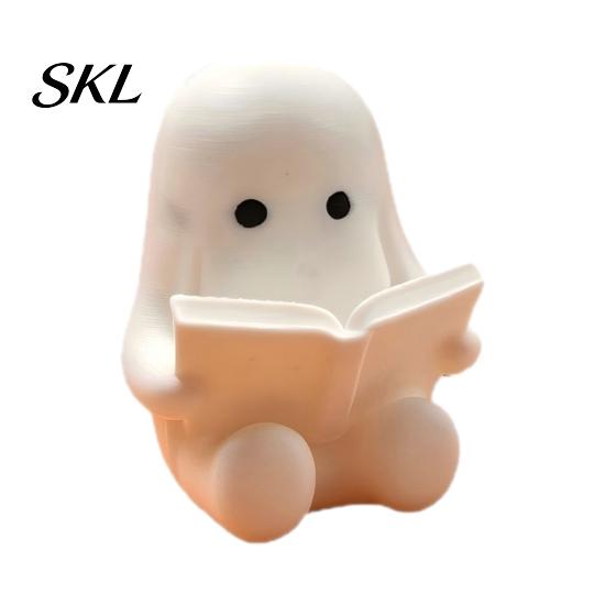 Rounded Ghost Ornament 3D Printed Halloween Figurine, Cute Spooky Resin Statue, Funny Desktop Tray Decorative Figures Decor, Tabletop Centerpiece for