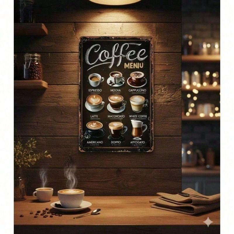 Vintage Metal Coffee Sign A4 Retro Bar Cafe Kitchen Decor Wall Art