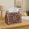 1pc Persian Floral Tissue Box Cover - Elegant Red-Brown Persian Design Soft Polyester Multifunctional Tissue Dispenser And Holder, Decorative Storage