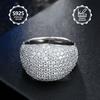 Women's 925 Sterling Silver Cubic Zirconia Ring - Elegant Wide Band Design with Sparkling Gemstone Accents, Cute Ring