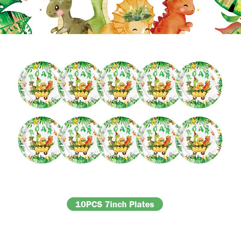 Dinosaur Birthday Decoration Party Supplies Set Cup Plate Tablecloth Dinosaur Balloons Happy Banner Cake Topper for Kids Favors