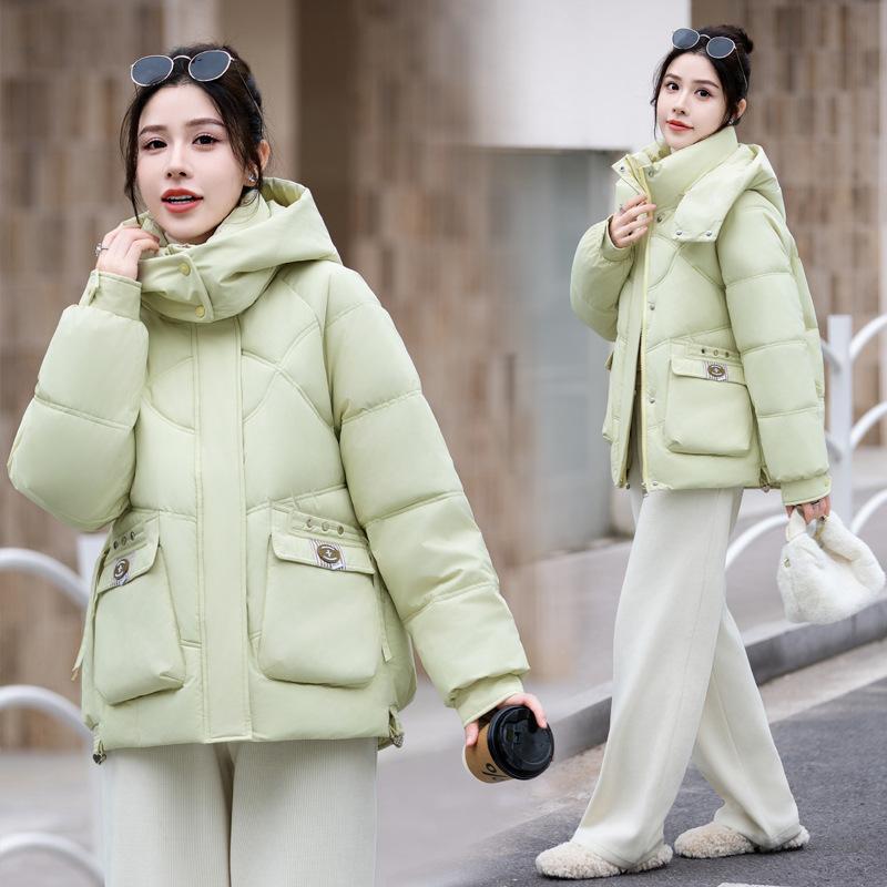 Thickened cotton jacket women's short loose ins Hong Kong style down cotton jacket student padded jacket new in 2025