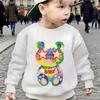 Kids Cute Bear Star Print Crewneck Long Sleeve Pullover, Cozy Casual Autumn Winter Kids Sweater