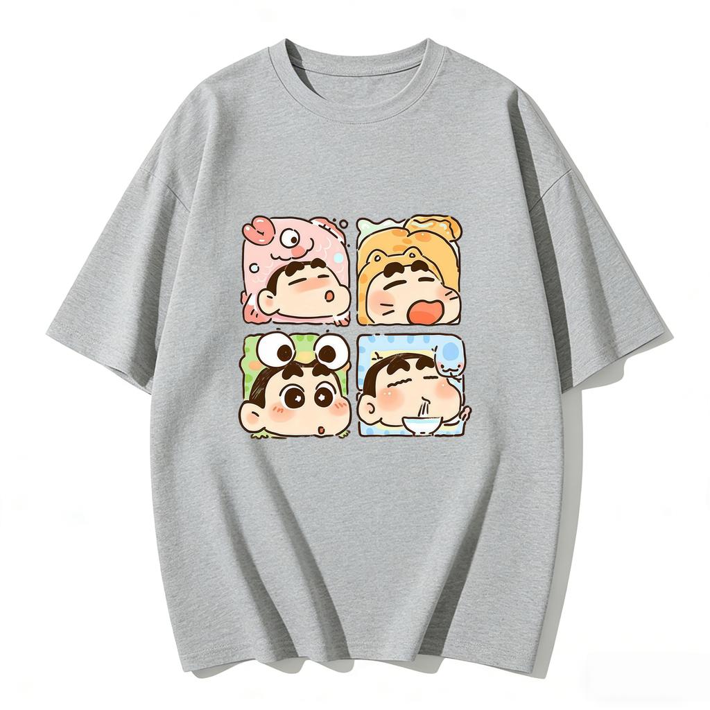 Crayon Shinchan Cute Cartoon T Shirt Couple Clothes Family Matching Tee Summer Casual Short Sleeve Cotton Top Fashion Streetwear