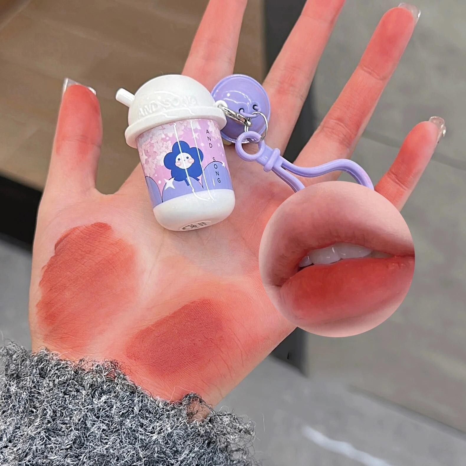 

Брелок розово-коричневый для губ, матовый бархатный блеск для губ, водостойкий, долговечный, чашка кофе, чая, жидкая губная помада, осенний макияж, оттенок для губ F01#