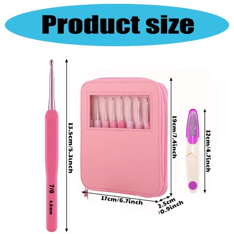 1 Set 2,0mm-6,0mm Häkelnadelset Pinker Farbverlauf Stricknadel Ergonomische Häkelnadel Häkelzubehör