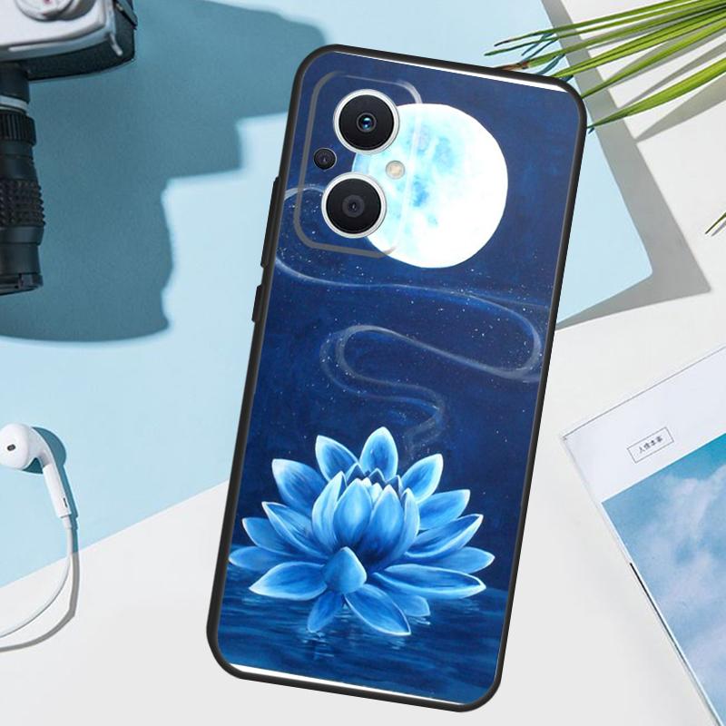 Lotus Blue White Flowers Cover For OPPO Reno 14F 13F 12F 11F 8T 7 8 Lite 10 11 12 13 14 OPPO Find X9 X8 X5 X6 Pro Case