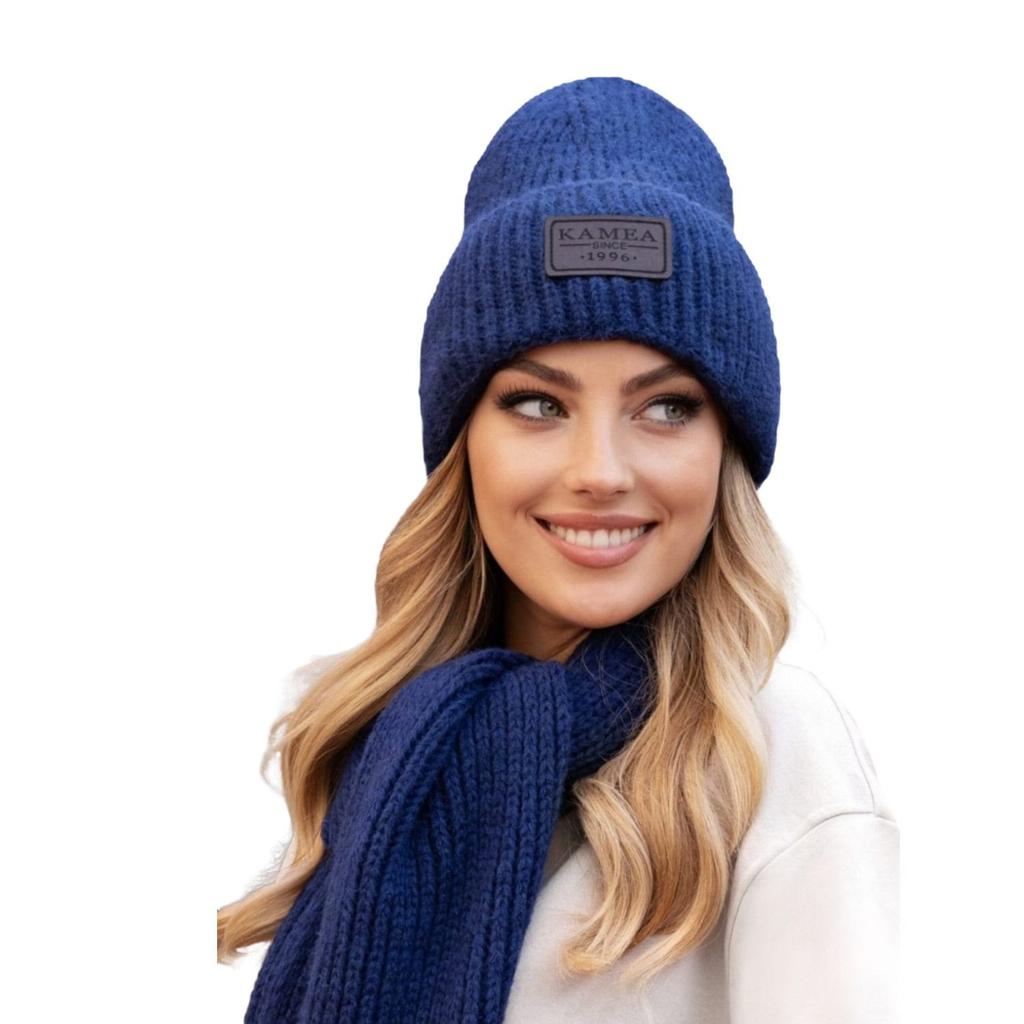 Malus Fashionable Woolen Women' Cap, Universal Color, Navy Blue