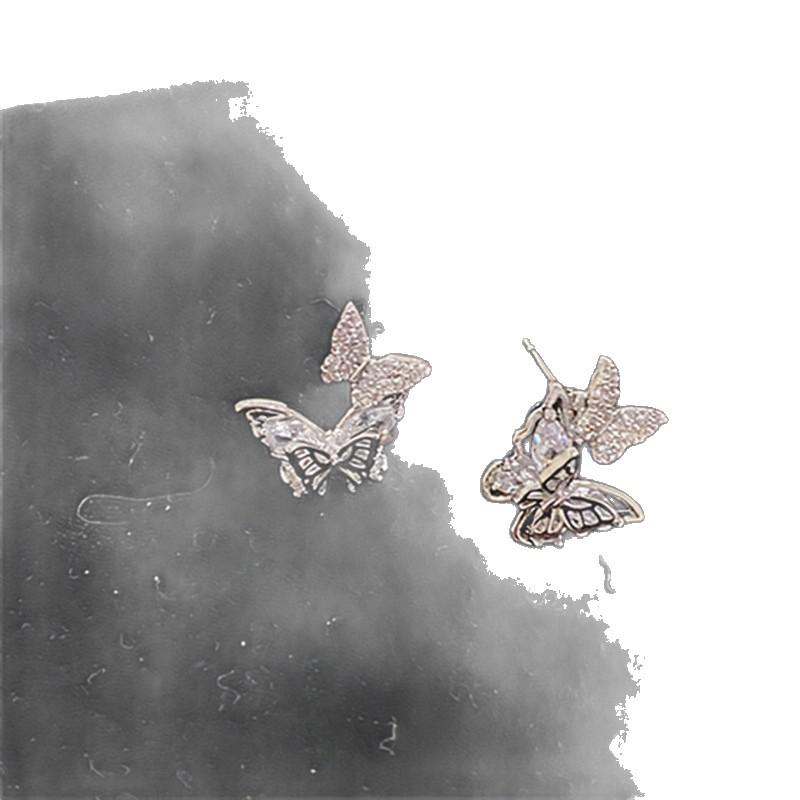 Französische Stil Silber Nadel Schmetterling Zirkonia Ohrstecker - Trendiger High-End Modeschmuck