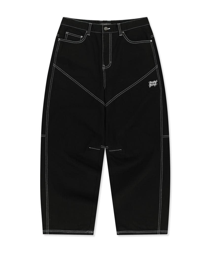 Brown Balloon Denim Pants - Black