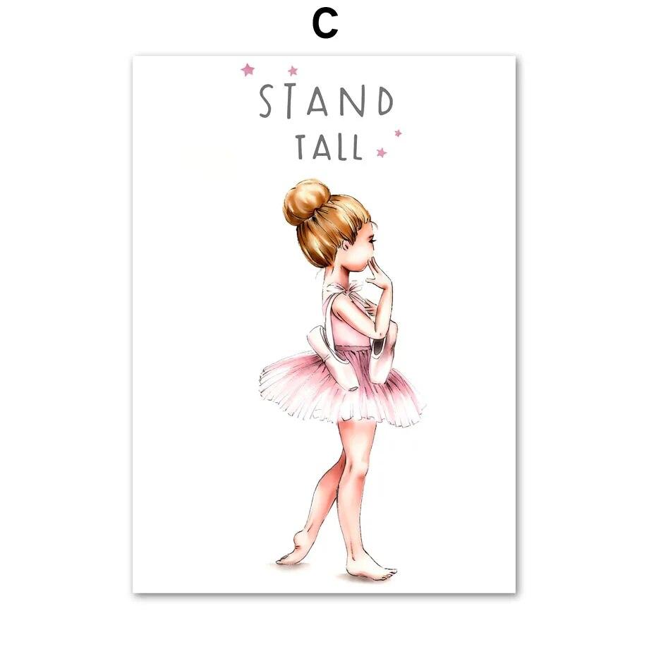 Pink Ballet Girl Rainbow Unicorn Shoes Nursery Wall Art Canvas Painting Posters And Prints Pictures For Baby Kids Room Decor