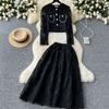 Classic Style Round Neck Puff Sleeves Large Swing Autumn Clothing Lace