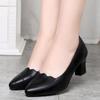 Pofulove Women Mid Square Heel Shoes Pumps Black Pu Office Lady Spring Non Slip Fashion Mother Oxford Shoe Zapatos Mujer