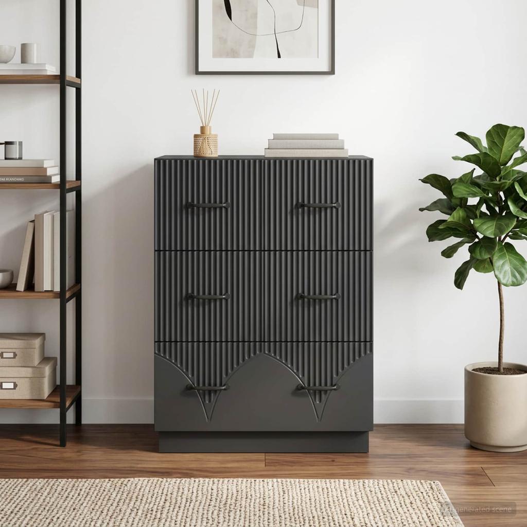 Drawer Cabinet Black 66 x 34.5 x 87 cm Particleboard