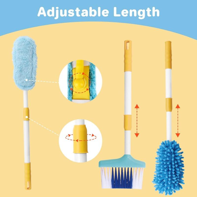 Kids Cleaning Set Toddler Cleaning Toy Set Pretend Play Housekeeping Educational Toy with Cleaning Cart Broom Dust Pan Mop
