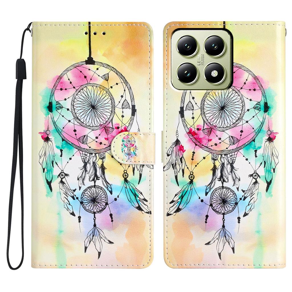 For Xiaomi 14T Wallet Case PU Leather Pattern Printing Stand Phone Cover with Strap