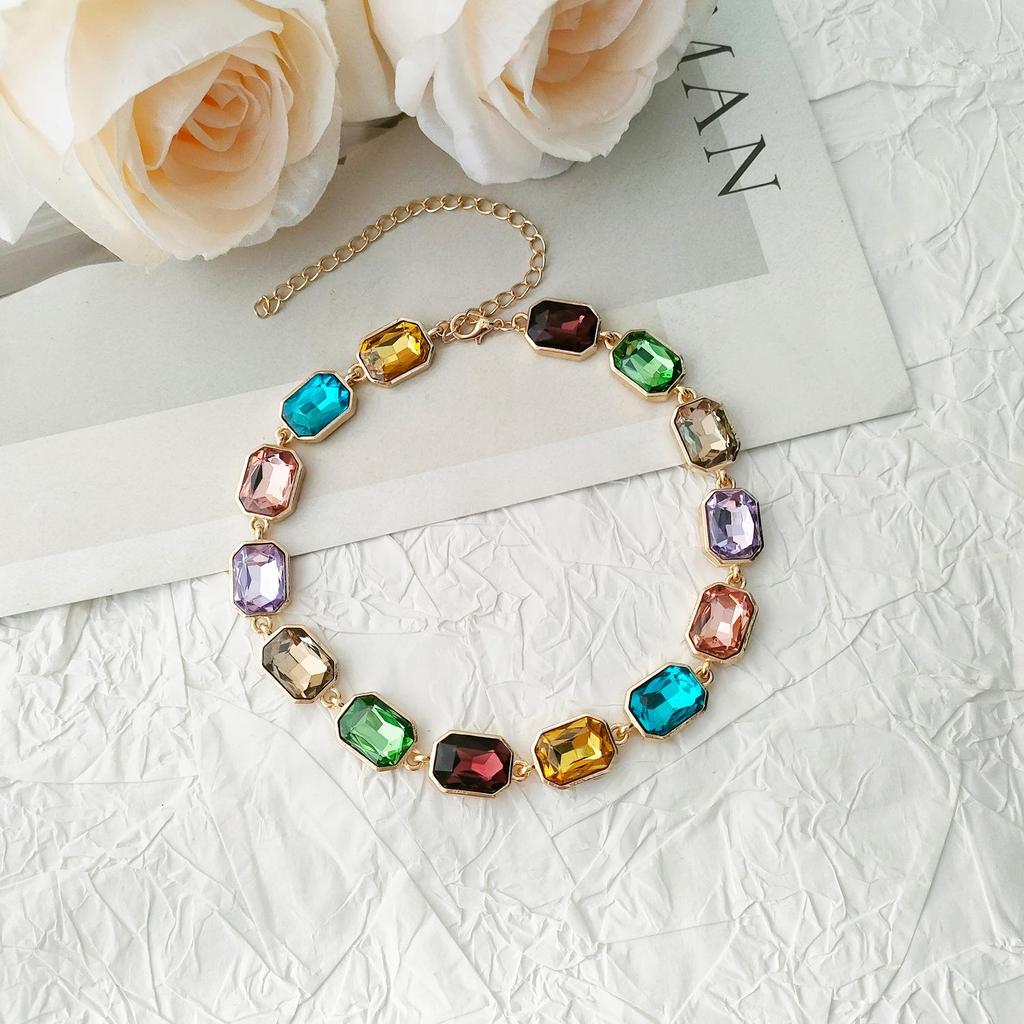 Bahar/Yaz Renkli Pırlanta Gerdanlık - Kadın Yüksek Kalite, Çok Yönlü Tasarım Köprücük Kemiği Kolyesi