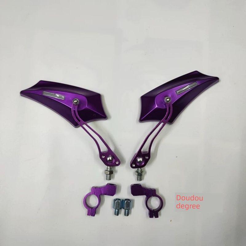 

Motorcycle Rearview Mirror Modification Electric Car Rearview Mirror Bicycle Neutral Reflector Mountain Aluminum Alloy Rearview Mirror Purple pair + mirror base