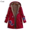 Casual Cotton Linen Loose Long Coat Printed Sleeve Fashion Jacket Vintage Zipper Women's Hooded Plus Size Temperament