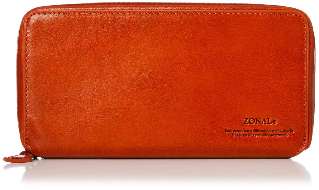 Zonar RENZINA Large Zipper Long Wallet, Italian Leather, 24 Card Slots, with Presentation Box, Orange