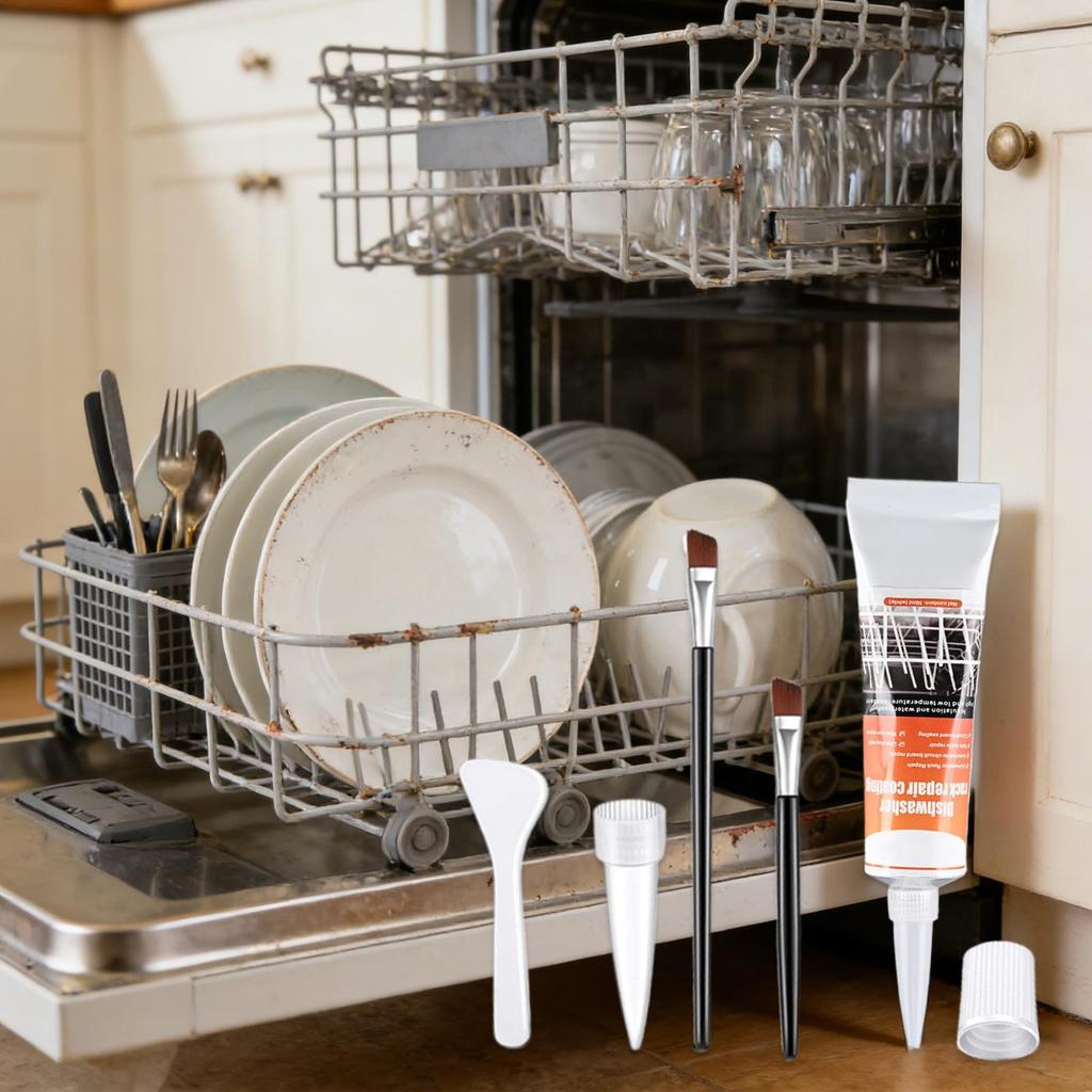 Dishwasher Rack Repair Coating 50ml Long-Lasting Coating Gel With 2 Brushes Dishwasher Repair Gel For Home Ovens Frying Camping