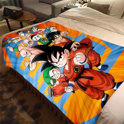 1PC Manta de Franela con Estampado de Son Goku, Alta Calidad para Todas las Estaciones, Decoración del Hogar, Calidez y Comodidad, Perfecta para Regalos de Navidad