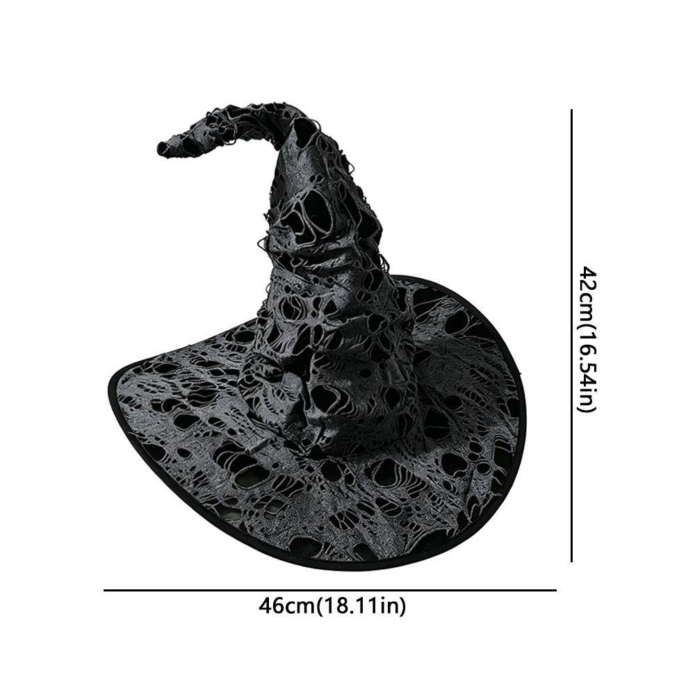 Large Wide Brim Ripped Tattered Witch Hat Tall Pointed Cone Top Pointed Mage Hat Halloween Party