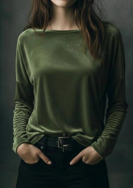 Spring 2026 Elegant Velvet Round Neck Women's Top