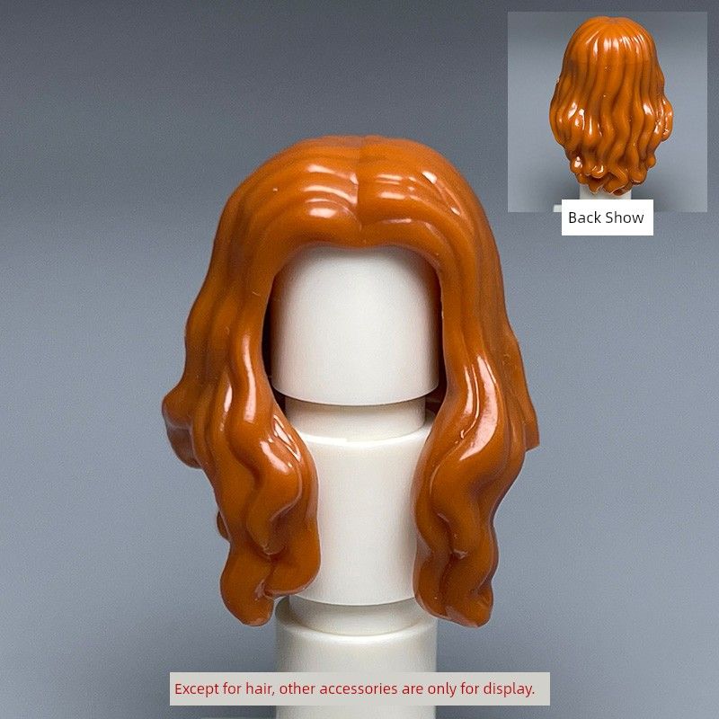 

MOC Building Blocks Doll Head Accessories Women Girl Hair Mid-Length Long Hair 95225 Multi-Color Curly Hair Compatible Dark Orange Medium Long Curly 1025068