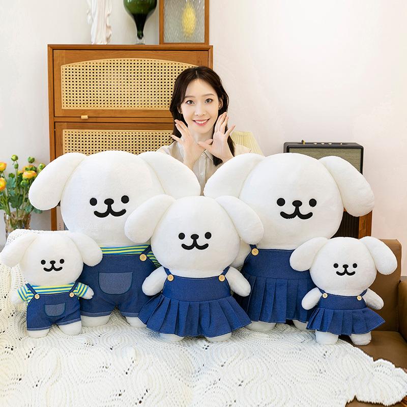 Overalls Skirt Line Dog Plush Toy Dressing Little White Dog Doll Doll Machine Exchange