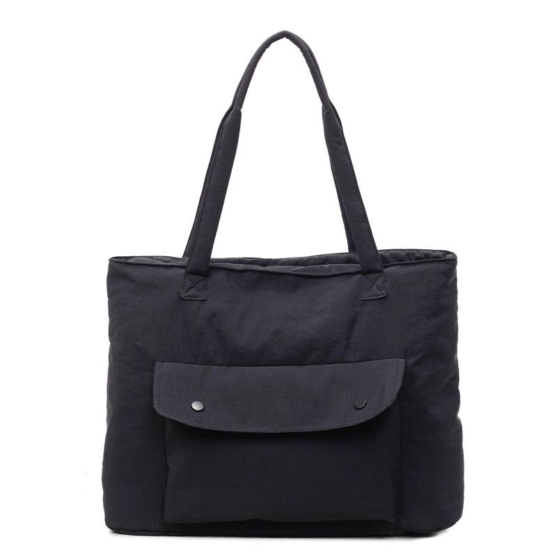 

Retro Korean-Style Cotton-Padded Shoulder Bag - Winter Solid Color, New 2025 Textured Handbag 42*13*31cm чёрный