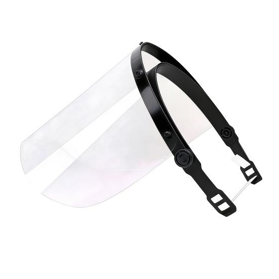 Nastavitelný průhledný obličejový štít proti zamlžování a stříkající vodě s elastickou čelenkou Lehký ochranný štít pro práci, DIY a venkovní aktivity