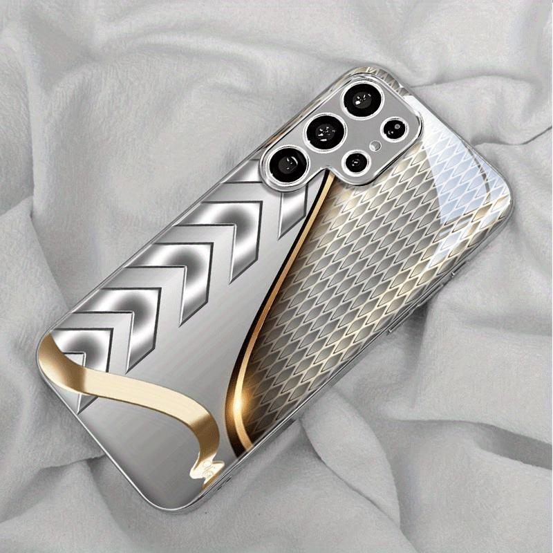 Custodia Rigida per Telefono in Vetro Metallico con Motivo Curvo Adatta per Samsung Galaxy S26 S25 S24 S22 S21 S20 FE/Ultra/Plus