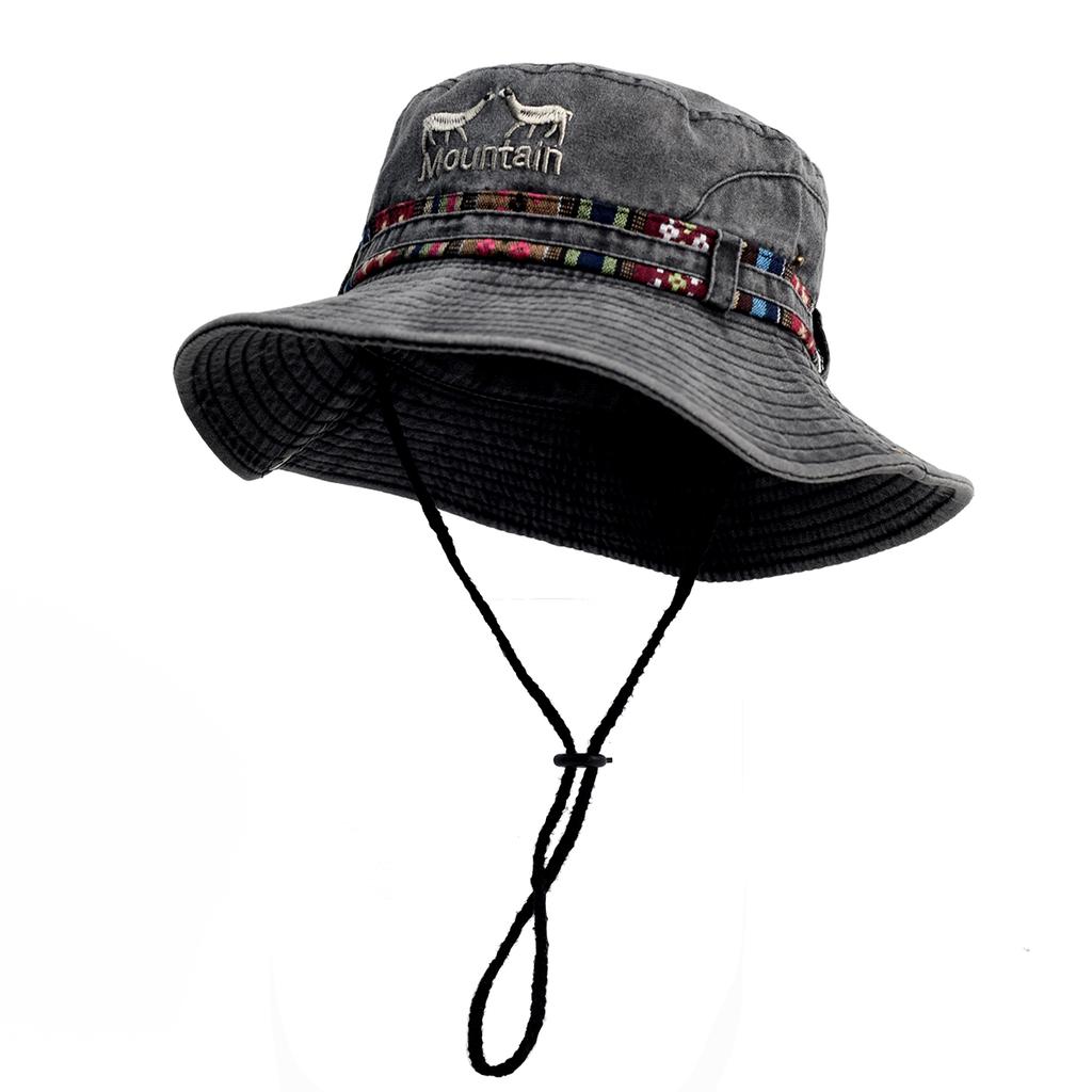 Outdoor Sun Hat Woman Bucket Hat Man Cotton Embroidered Vintage Beach Waterproof Fisherman Fishing Cap Summer Foldable Bob Man