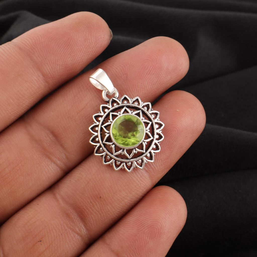 Wonderful Peridot Gemstone Pendant, 925 Solid Sterling Silver Jewelry, Handmade Beautiful Pendant For Wedding Gift