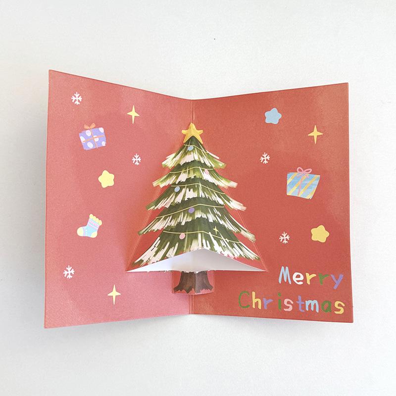 Retro Floral 3D Christmas Blessing Greeting Card with Watercolor Flowers
