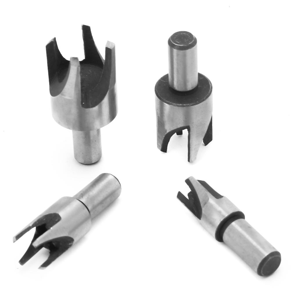 4 Pcs 45# Carbon Steel Tenon Drill Bit Wood Plug Cork Drill Bit Plug Cutter Tool